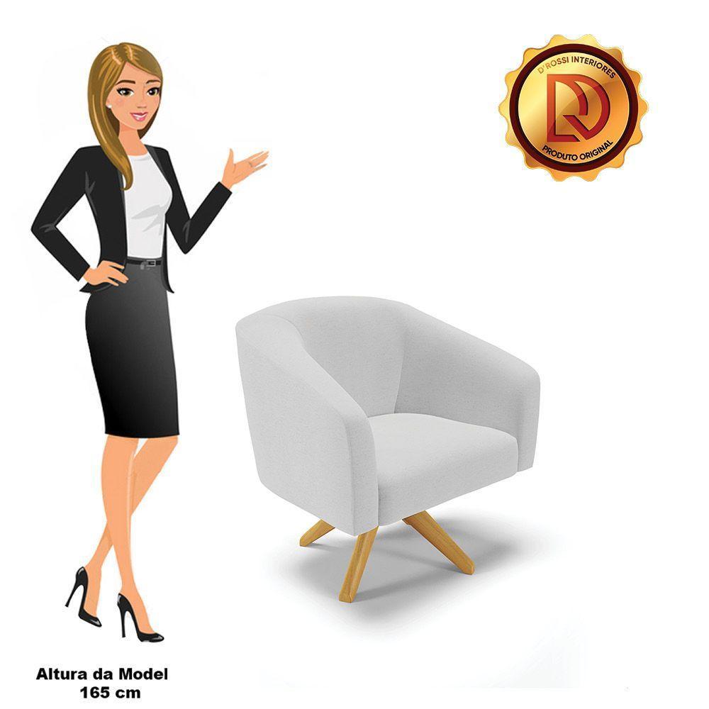 Kit 02 Poltronas Giratória Stella Linho Cinza A05 - 4