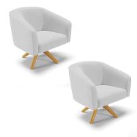 Kit 02 Poltronas Giratória Stella Linho Cinza A05 - 1