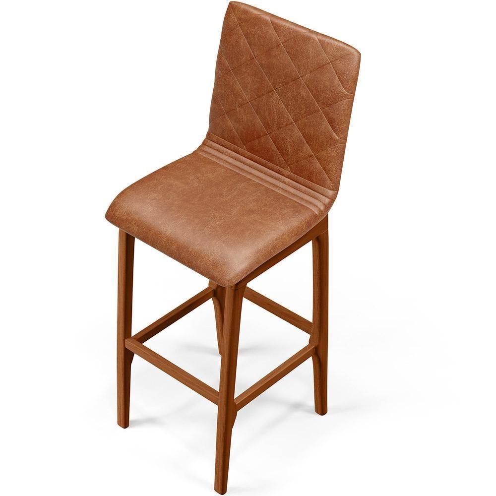 Kit 04 Banquetas Altas Cozinha De Jantar Fixa Zoe B04 Camel - 3