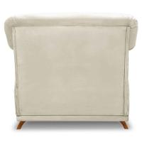 Poltrona Para Sala De Estar Veludo Pés Castanho Bege