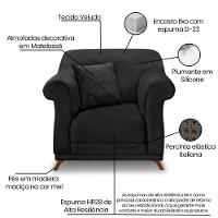 Kit 2 Poltronas E Sofá 2 Lugares 1,60m Veludo Preto