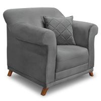 Kit 2 Poltronas E Sofá 2 Lugares 1,60m Veludo Cinza Grafite - 7