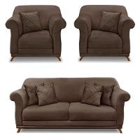 Kit 2 Poltronas E Sofá 2 Lugares 1,60m Veludo Marrom - 1