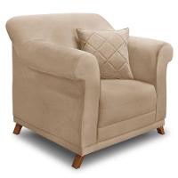 Kit Poltrona E Sofá 2 Lugares 1,80m Suede Bege Pés Castanho - 2