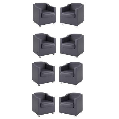 Kit 8 Poltronas Decorativas Tilla Sala Courino Cinza Balaqui Decor