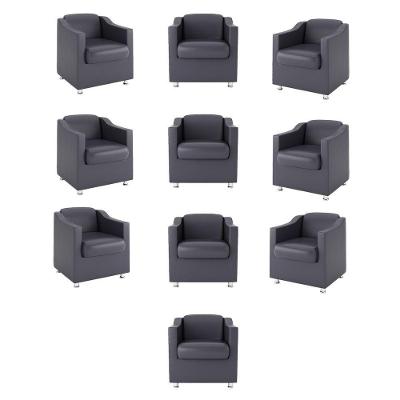 Kit 10 Poltronas Decorativas Tilla Courino Cinza Balaqui Decor