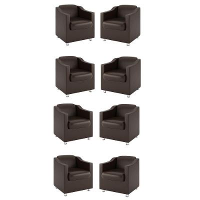 Kit 8 Poltronas Decorativas Tilla Courino Marrom Balaqui Decor