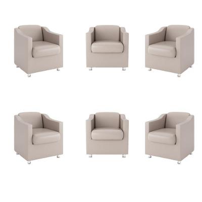Kit 6 Poltronas Tilla Para Recepção Clínica Courino Bege Balaqui Decor