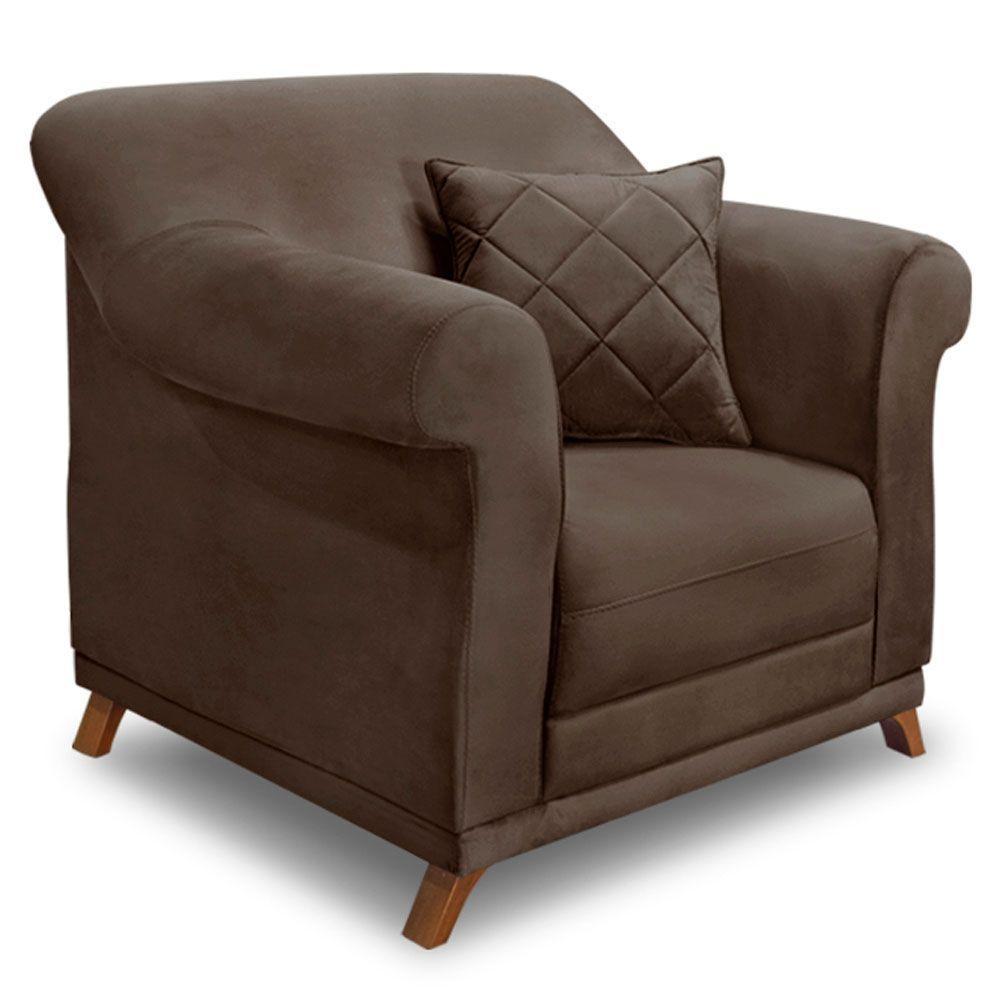 Kit Poltrona E Sofá 2 Lugares 1,60m Veludo Marrom - 7