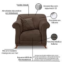 Kit Poltrona E Sofá 2 Lugares 1,60m Veludo Marrom