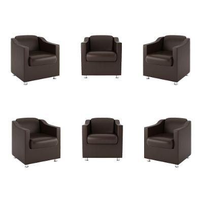 Kit 6 Poltronas Para Recepção Clínica Médica Tilla Courino Marrom Balaqui Decor