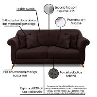 Kit Poltrona E Sofá 2 Lugares 1,80m Pés Castanho Marrom Café - 6