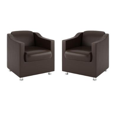 Kit 2 Poltronas Tilla Para Recepção Clínica Médica Courino Marrom Balaqui Decor