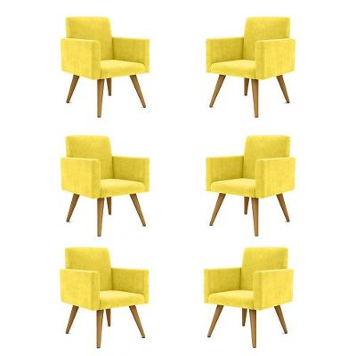 Kit 06 Poltronas Nina Decorativa Para Recepção amarela
