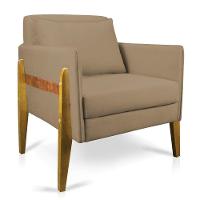 Poltrona Lana Suede Marrom Rato Base De Madeira - D'rossi - 1