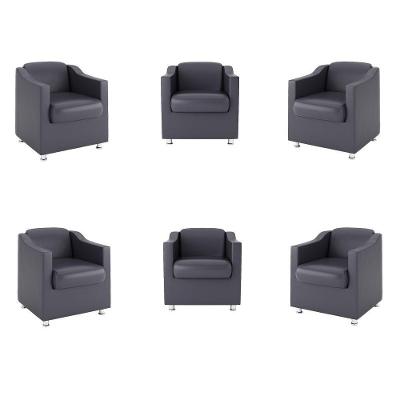 Kit 6 Poltronas Tilla Para Recepção Courino Cinza Balaqui Decor