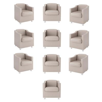 Kit 10 Poltronas Decorativas Tilla Courino Bege Balaqui Decor