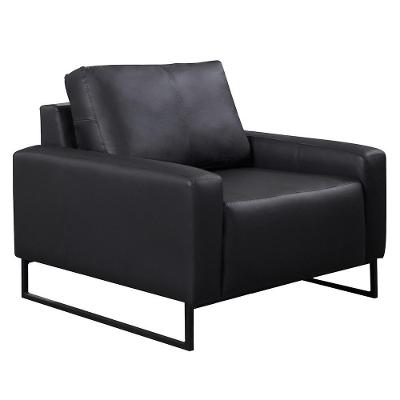 Poltrona Base Metal Dallas Couro Preto - Arte Sala