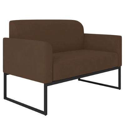 Poltrona Namoradeira 2 Lugares Maressa S06 Suede Marrom Preto Ibiza