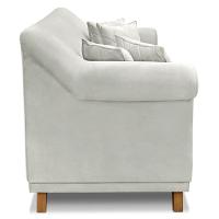 Kit 2 Poltronas E Sofá 1,80m Cinza Prata Pés Castanho - 6