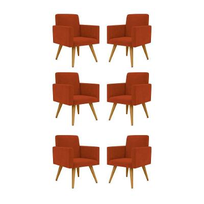 Kit 06 Poltronas Nina Decorativa Para Recepção terracota