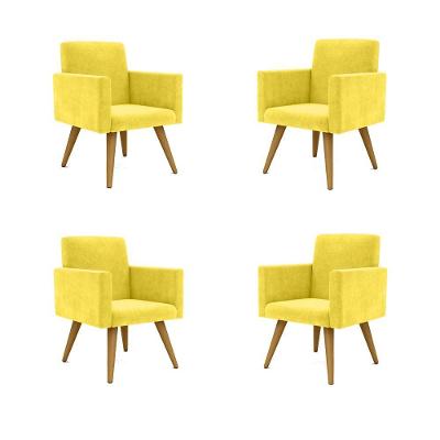 Kit 04 Poltronas Decorativa Nina Recepção amarela