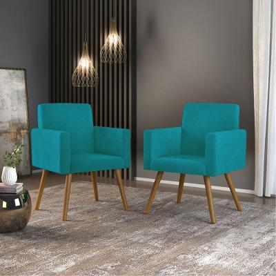 Kit 02 Poltronas Decorativa Nina Sala azul Turquesa