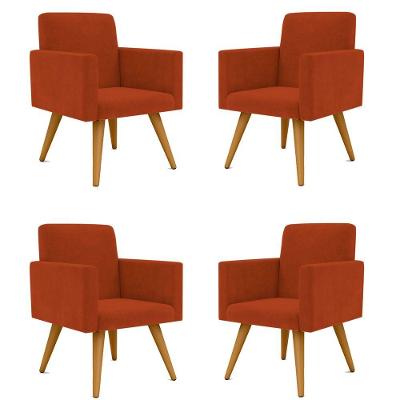 Kit 04 Poltronas Decorativa Nina Recepção terracota