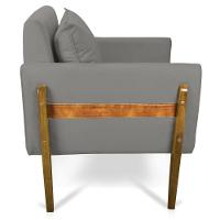 Poltrona Lana Suede Grafite Base De Madeira - D'rossi - 5