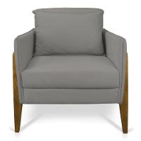 Poltrona Lana Suede Grafite Base De Madeira - D'rossi - 6