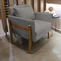 Poltrona Lana Suede Grafite Base De Madeira - D'rossi - 7