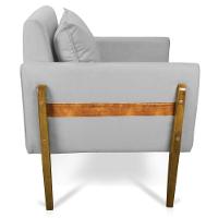 Poltrona Lana Suede Cinza Base De Madeira - D'rossi - 5