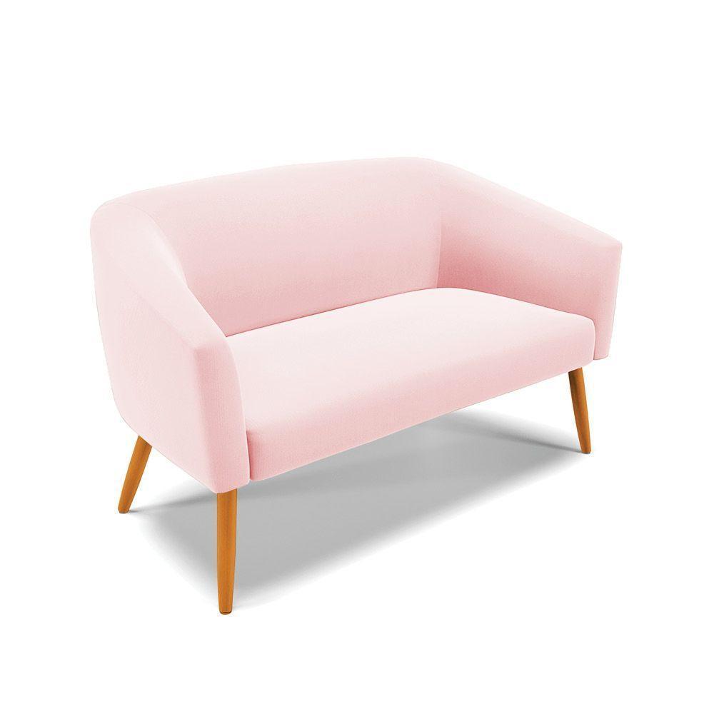 Namoradeira 02 Lugares Stella Suede Pés Palito Castanho - D'rossi Cor Rosa Bebê - 2