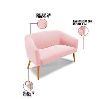 Namoradeira 02 Lugares Stella Suede Pés Palito Castanho - D'rossi Cor Rosa Bebê - 7