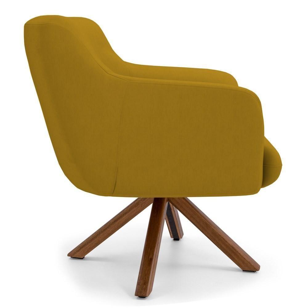 Kit 2 Poltronas Giratórias Base Madeira B-279 Mostarda - 5