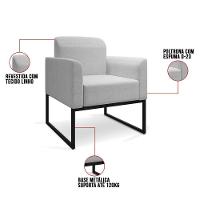 Kit 2 Poltronas Industrial Preta A05 Cinza Claro - 6