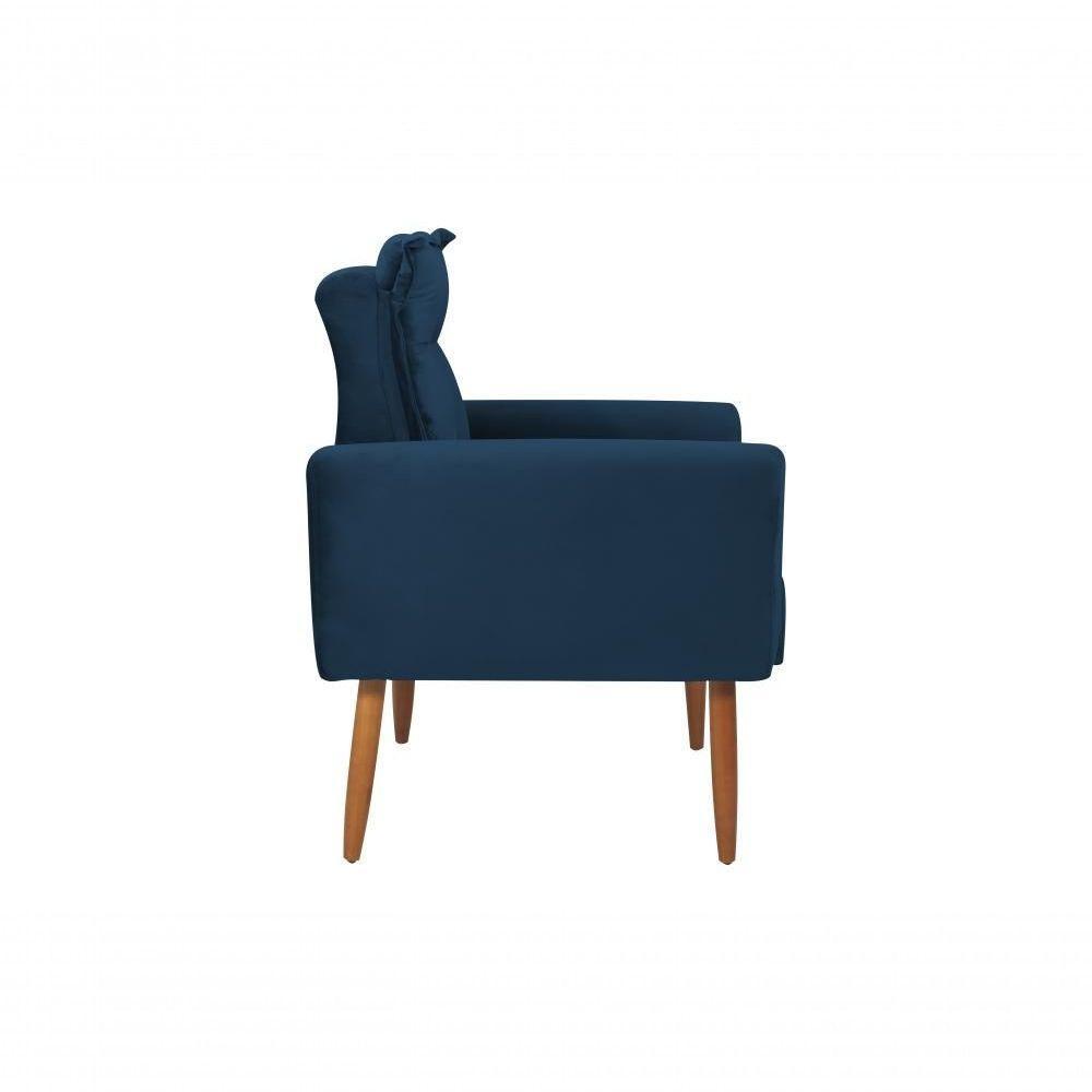 Poltrona Decorativa Para Sala De Estar Quarto E Escritorio Dakota Veludo Matrix - Azul Azul - 5