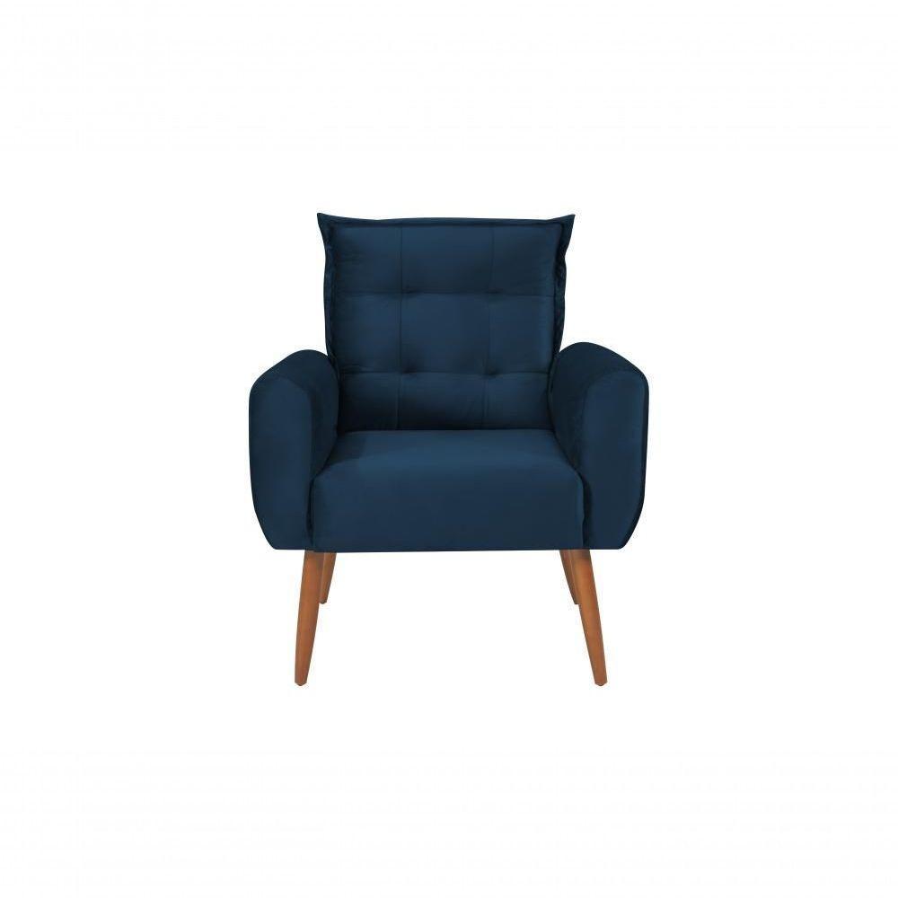 Poltrona Decorativa Para Sala De Estar Quarto E Escritorio Dakota Veludo Matrix - Azul Azul - 6