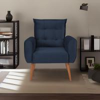 Poltrona Decorativa Para Sala De Estar Quarto E Escritorio Dakota Veludo Matrix - Azul Azul - 1