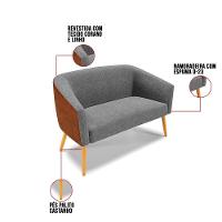 Kit 1 Namoradeira E 2 Poltronas Nozes Com Grafite Madeira - 5