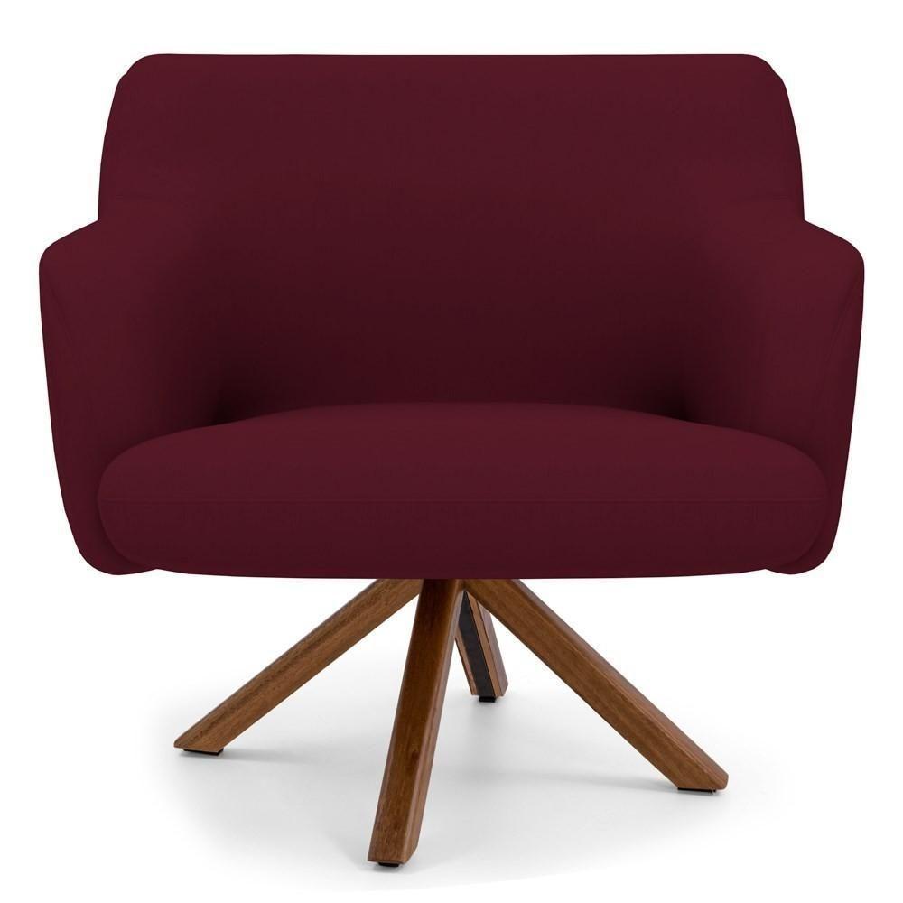 Kit 2 Poltronas Giratórias Base Madeira B-278 Marsala - 6