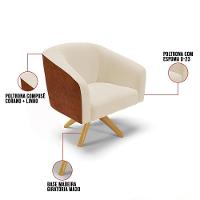 Kit 1 Namoradeira E 2 Poltronas Nozes Com Bege A19 Madeira