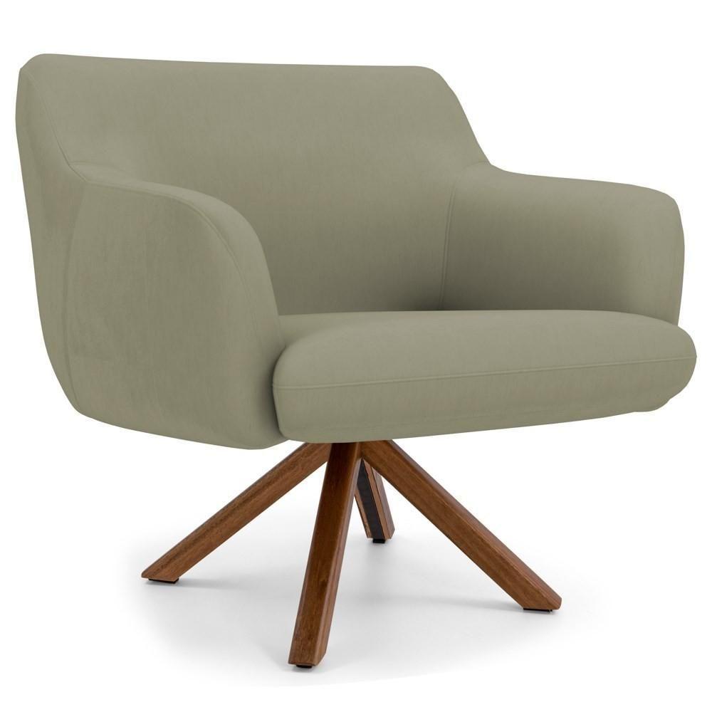 Kit 2 Poltronas Giratórias Base Madeira C-19 Bege - 2