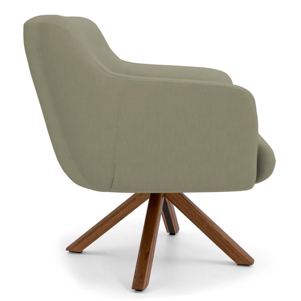 Kit 2 Poltronas Giratórias Base Madeira C-19 Bege - 5