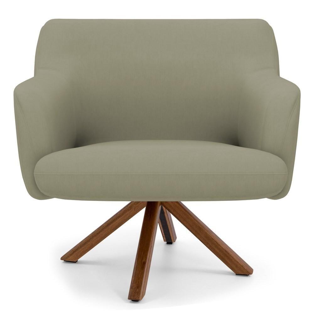 Kit 2 Poltronas Giratórias Base Madeira C-19 Bege - 6