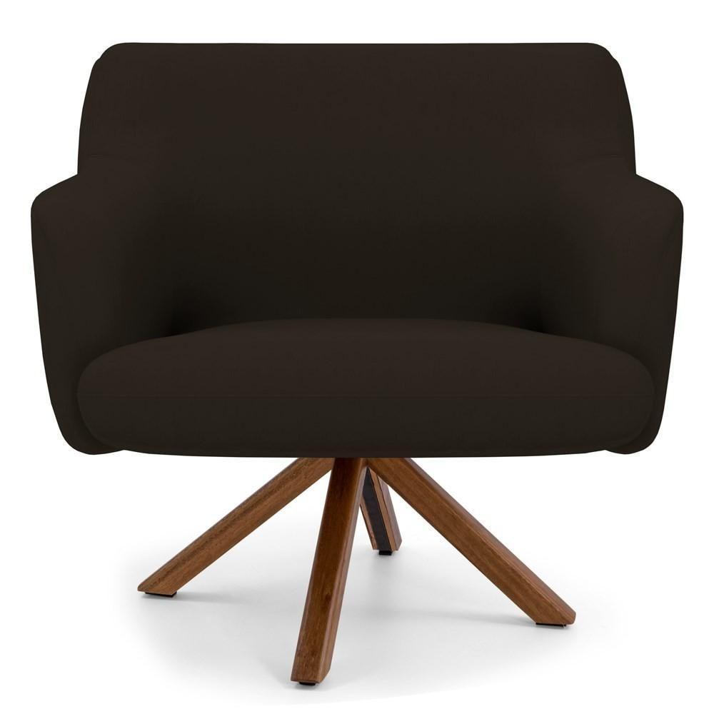 Kit 2 Poltronas Giratórias Base Madeira C-34 Marrom - 10