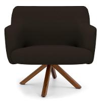 Kit 2 Poltronas Giratórias Base Madeira C-34 Marrom - 12