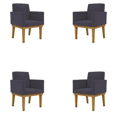 Kit 04 Poltronas Decorativa Reforçada Mesa Cozinha Cor:cinza