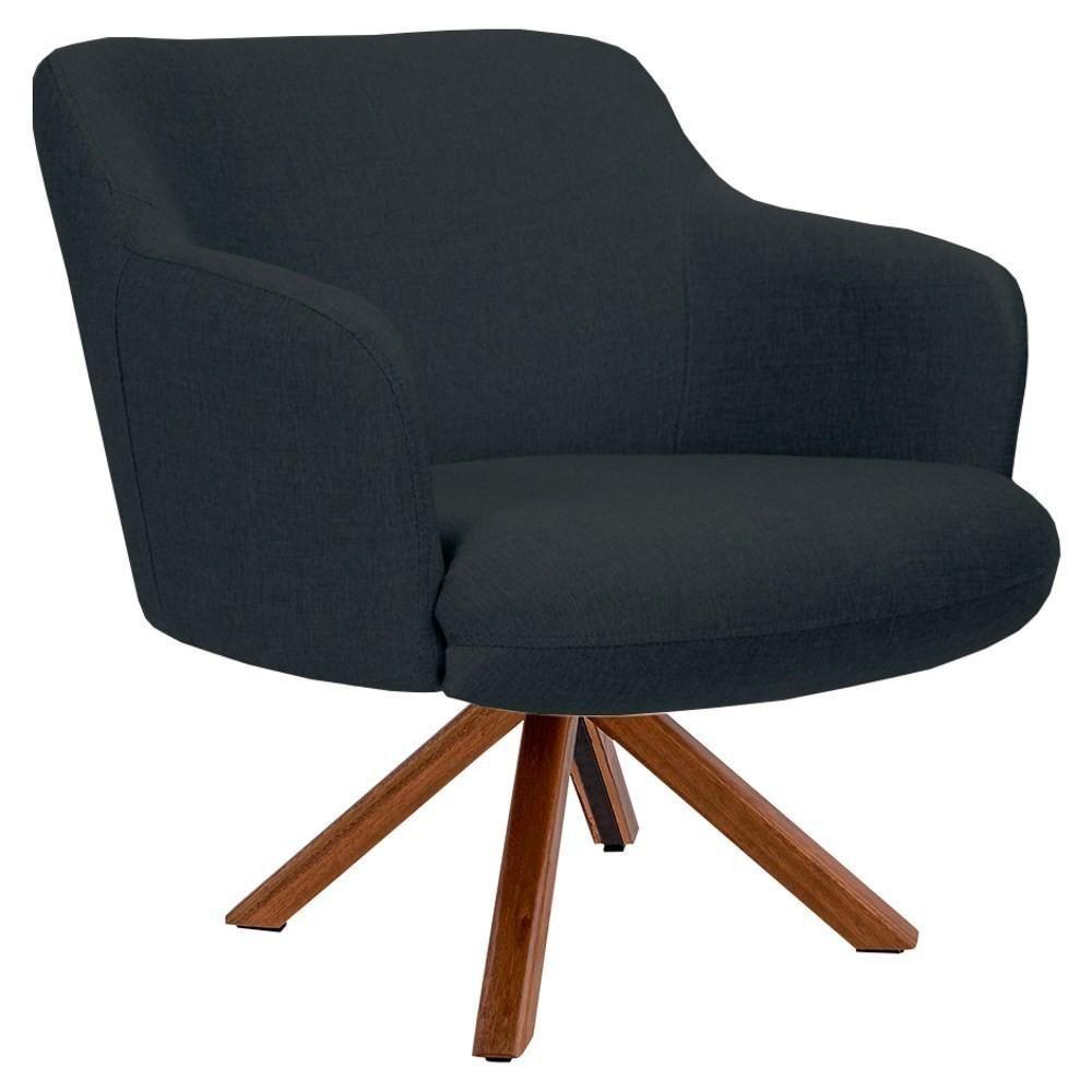 Kit 2 Poltronas Giratórias Base Madeira C-465 Chumbo - 2