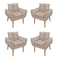 Kit 04 Cadeiras Poltronas De Luxo Opala Sala, Quarto Cor:bege - 1